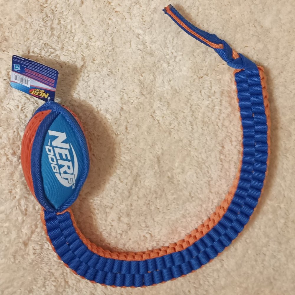 Nerf Dog Vortex Chain Tug Dog Toy with Attached Football (Large ~30 inches long)